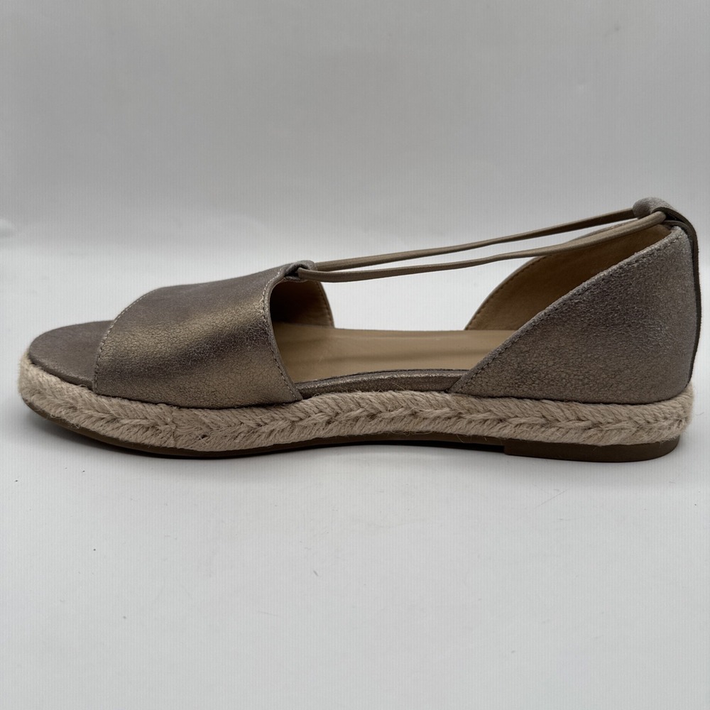 Eileen Fisher Lee Gold Leather d'Orsay Espadrille Flat Slip On Sandal Shoes 7.5 - Picture 5 of 13